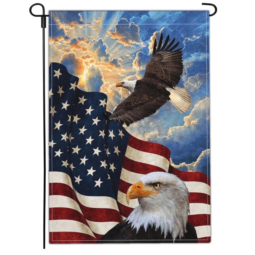 Patriotic Garden Flag American Eagle US Flag aprox 12x18 Double Sided Yard Sign